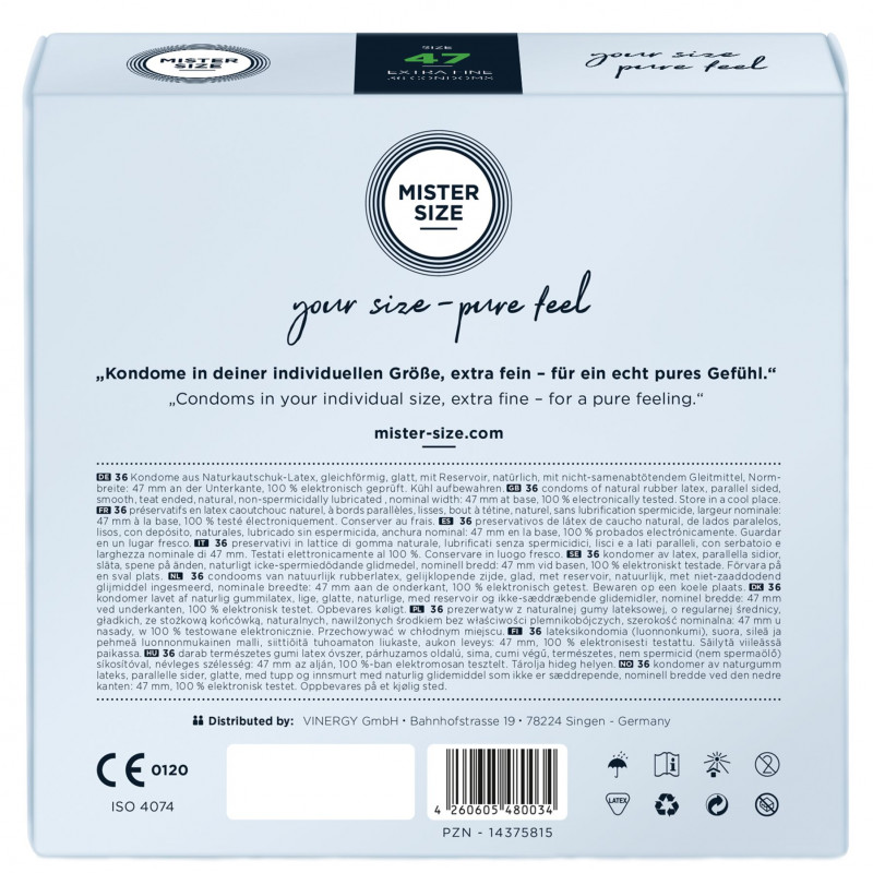 Текстура ультратонких презервативів Mister Size pure feel розмір 47 (0,05 мм)
