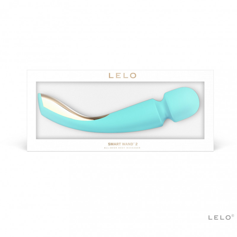 Вібромасажер LELO Smart Wand 2 Large Aqua, вигляд збоку, демонструє вигнуту форму