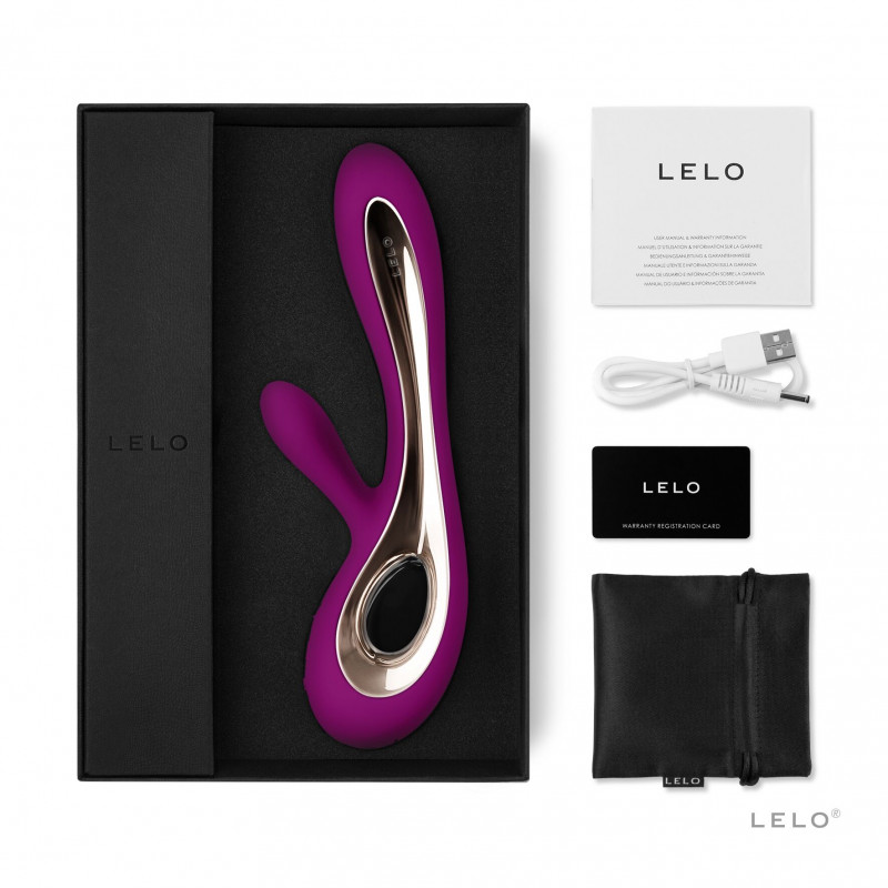 Вібратор-кролик LELO Soraya 2 Deep Rose, вид збоку, демонструє вигнуту форму та текстуру