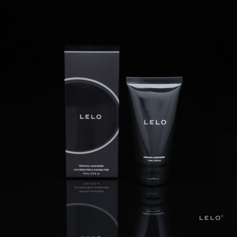 Вигляд збоку на флакон лубриканту LELO Personal Moisturizer, демонструючи його компактність та текстуру