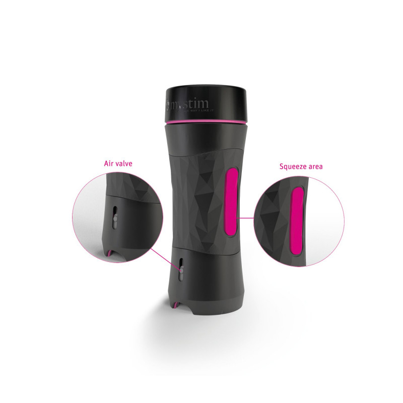 Мастурбатор-вагіна Mystim O(h) PUSH ME Vagina, вид збоку з елементами керування