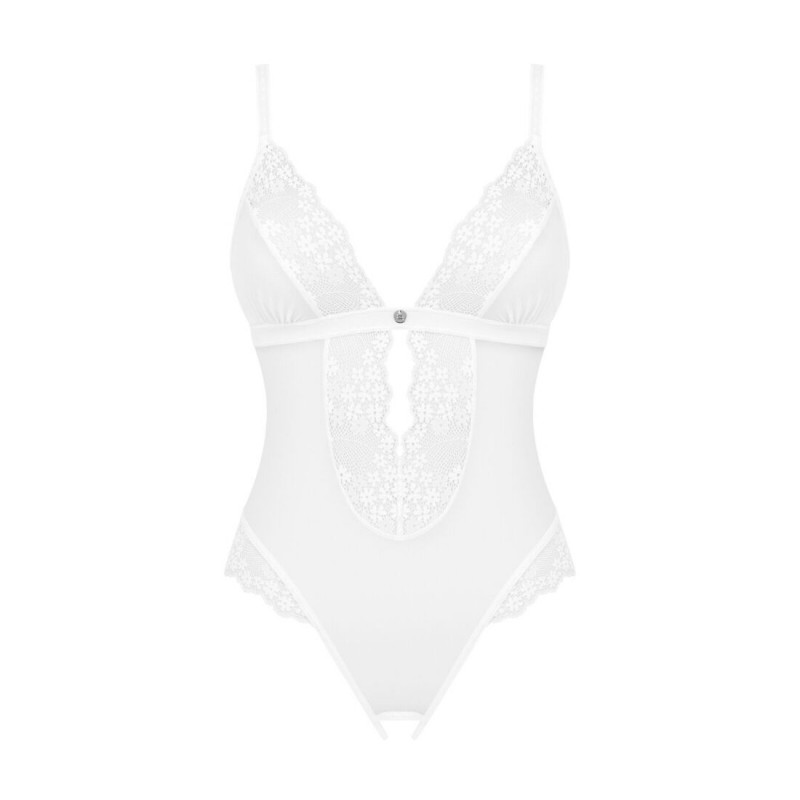 Боді Obsessive Heavenlly crotchless teddy M/L, вид збоку, підкреслює фігуру