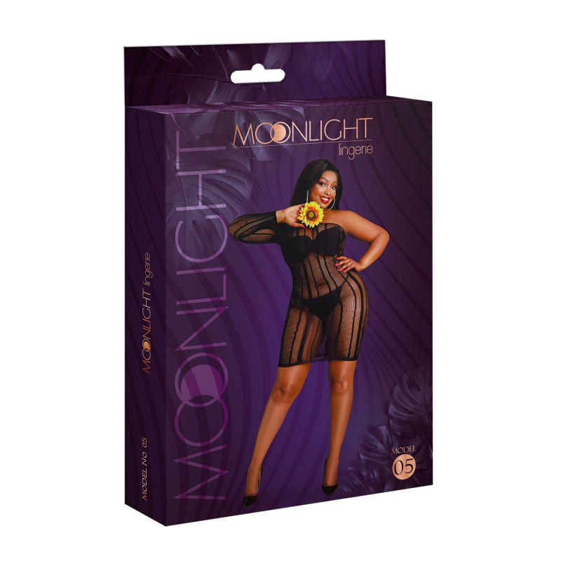 Сукня-бодістокінг Moonlight Plus Model 05 XL-XXXL Black: вид ззаду, що підкреслює гармонійність силуету.
