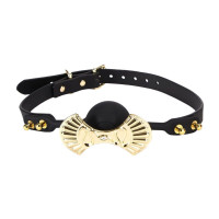 Шариковый кляп Zalo Silicone Ball Gag, черный с кристаллом Swarovski, кожаный ремешок