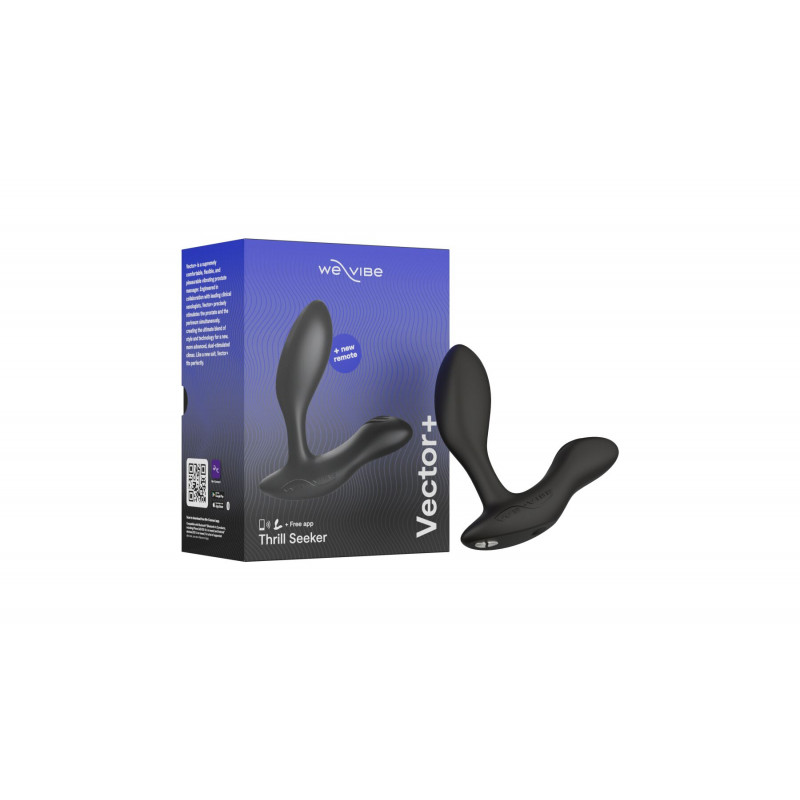 Комплектація We-Vibe Vector+ CHARCOAL BLACK: масажер, пульт, кабель