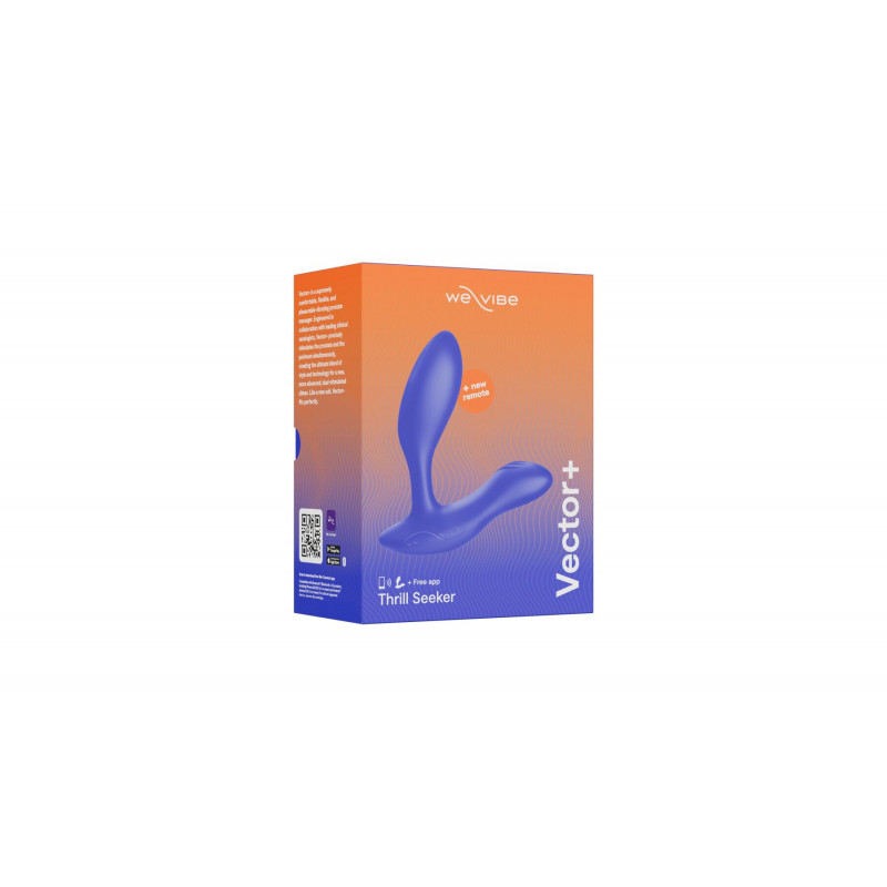 Комплектація We-Vibe Vector+ ROYAL BLUE: масажер, пульт, кабель