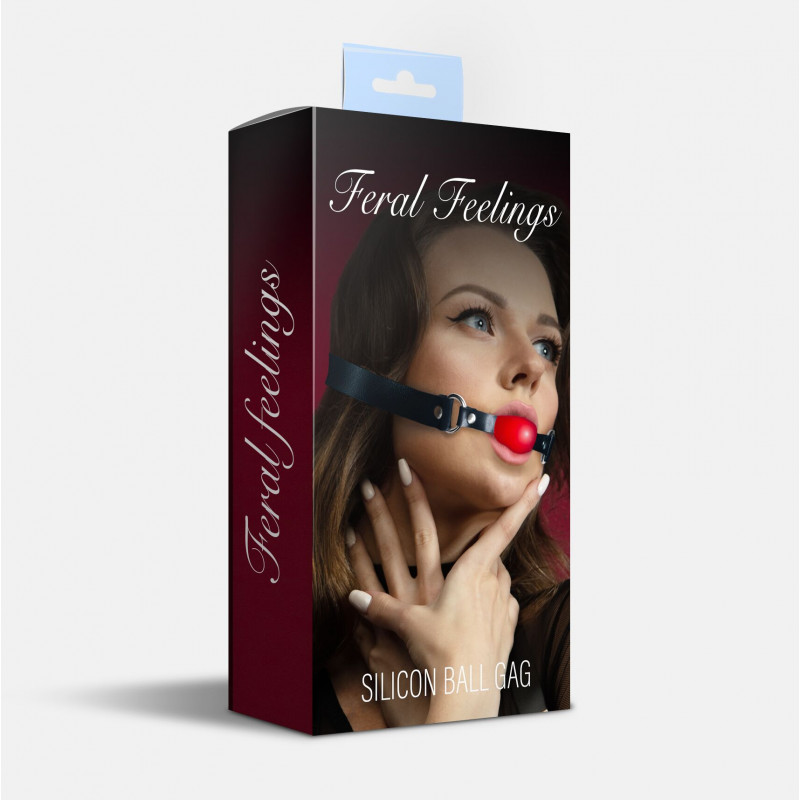 Кляп силіконовий Feral Feelings Silicon Ball Gag Black/Red - вид збоку, демонстрація текстури силікону
