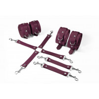 Набір для БДСМ Feral Feelings BDSM Kit 3 в 1 Burgundy з наручниками, поножами та хрестовиною