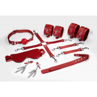 Набір BDSM Feral Feelings Kit 7 Red з наручниками, маскою, падлом, кляпом