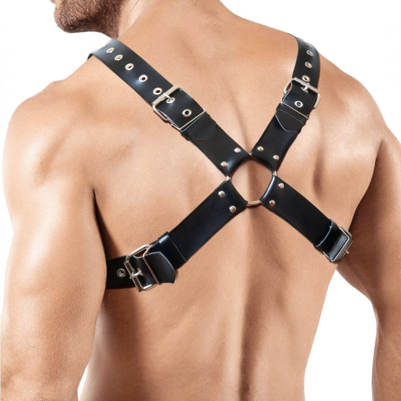 Чоловіча портупея Art of Sex Arcady, чорна, текстура високоякісної шкіри