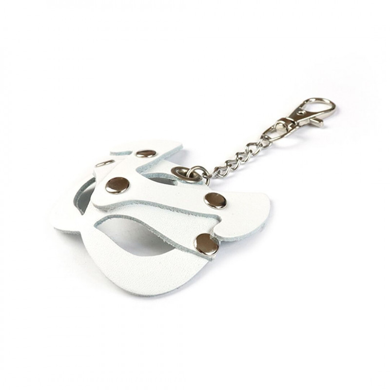 Брелок Art of Sex Kitty, Білий, вид збоку, що демонструє його компактні розміри та міцний карабін