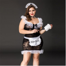 Костюм горничной JSY Послушная Эльма Plus Size Black (Платье, передник, головной убор) — Keks-Hub