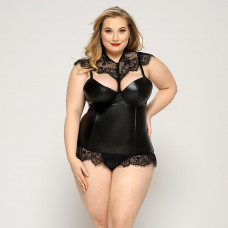 Латексний комплект білизни JSY Пристрасна Ірис Plus Size, Black — Keks-Hub