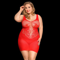 Сітчаста сукня JSY Пристрасна Евелін Plus Size, Red, мереживо, відкрита спинка