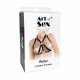 Жіноча портупея Art of Sex Aiden Leather harness, чорна L-2XL, у стильному комплекті, що демонструє її багатогранність.