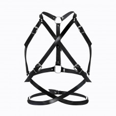 Портупея жіноча Art of Sex Agnessa Leather harness, Чорний L-2XL — Keks-Hub