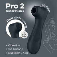 Вакуумный клиторальный стимулятор Satisfyer Pro 2 Generation 3 Liquid Air Connect App Dark Grey