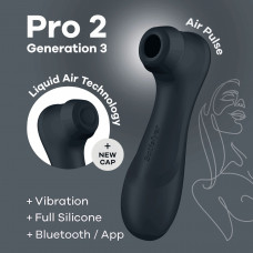 Вакуумний кліторальний стимулятор Satisfyer Pro 2 Generation 3 Liquid Air Connect App Dark Grey — Keks-Hub
