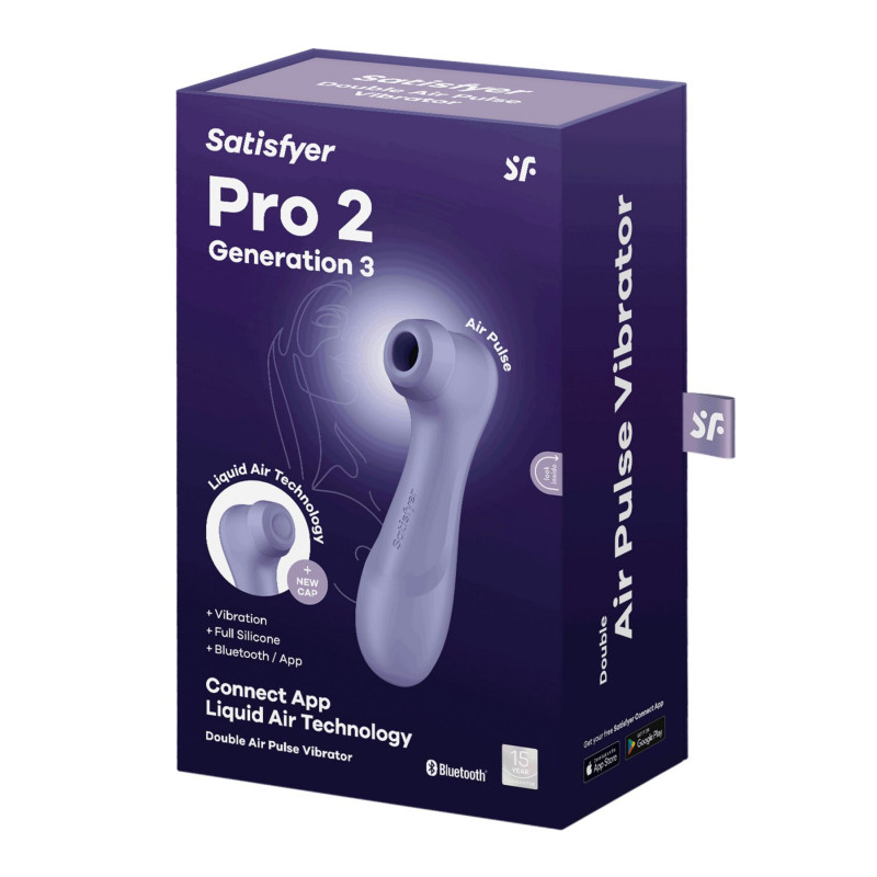 Вакуумний кліторальний стимулятор Satisfyer Pro 2 Generation 3 Liquid Air Connect, бузковий, у руці