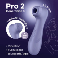 Вакуумный клиторальный стимулятор Satisfyer Pro 2 Generation 3 Liquid Air с приложением, Lilac