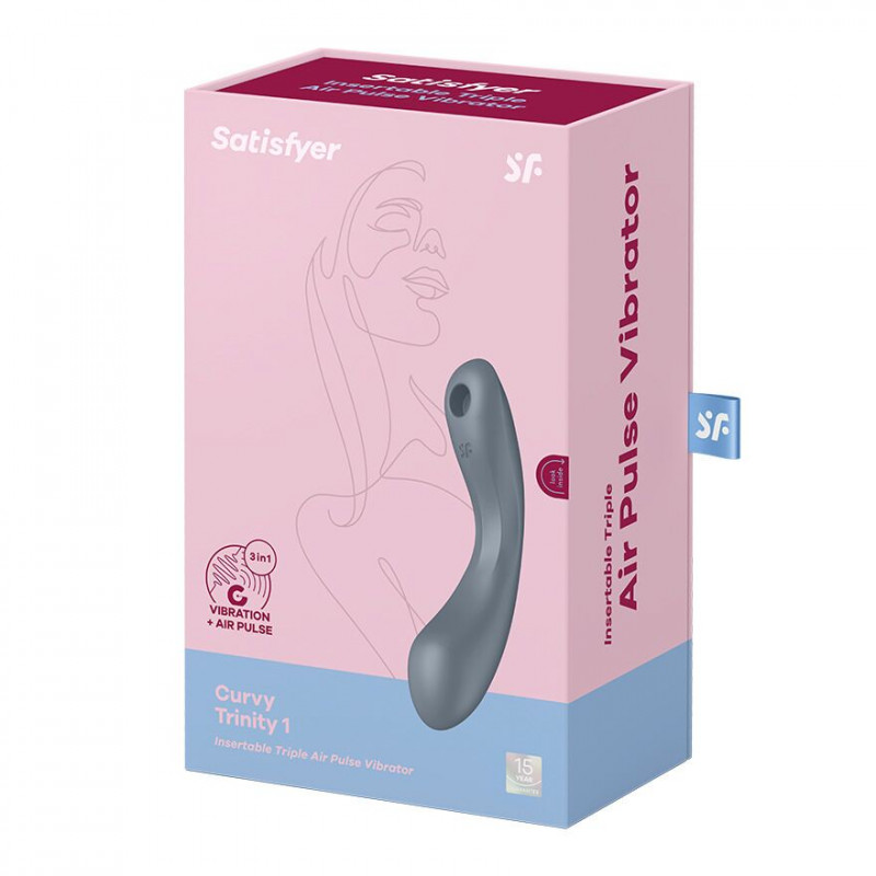 Вакуумний вібростимулятор Satisfyer Curvy Trinity 1 Bluegrey, функціональні кнопки