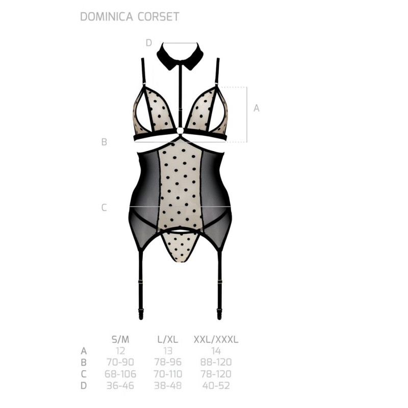 Бежевий корсет Passion DOMINICA CORSET S/M зі стрінгами, загальний вигляд
