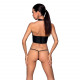 Вигляд збоку комплекту білизни Passion GENEVIA SET L/XL black: деталі корсету та стрінгів