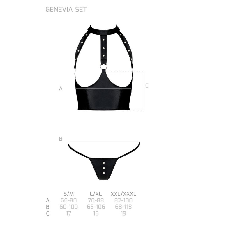 Комплект Passion GENEVIA SET WITH OPEN BRA S/M black: детальный вид бюстгальтера с открытой чашкой