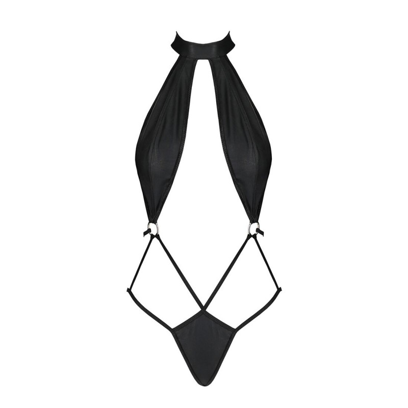 Боді-халтер Passion JANNIES BODY L/XL black з екошкіри, текстура матеріалу