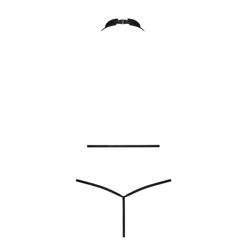 Розкішне боді-халтер Passion JANNIES BODY XXL/XXXL black з екошкіри – деталі кріплення та оздоблення