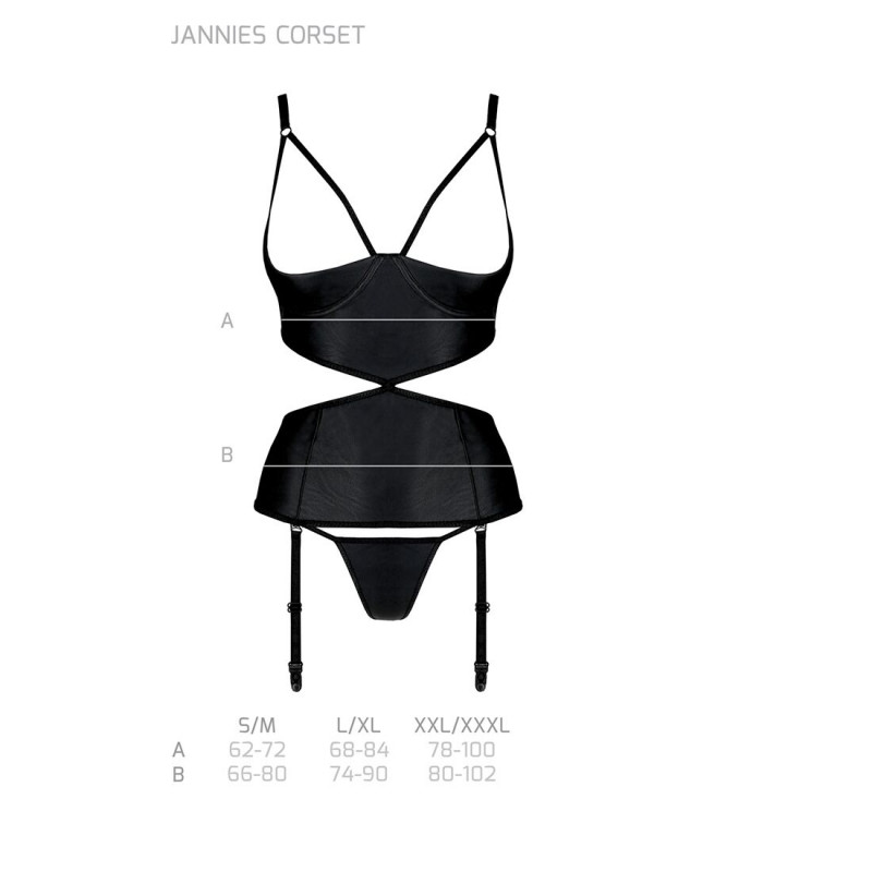 Задня частина корсета Passion JANNIES CORSET L/XL black, демонструє шнурівку та адаптивність розміру