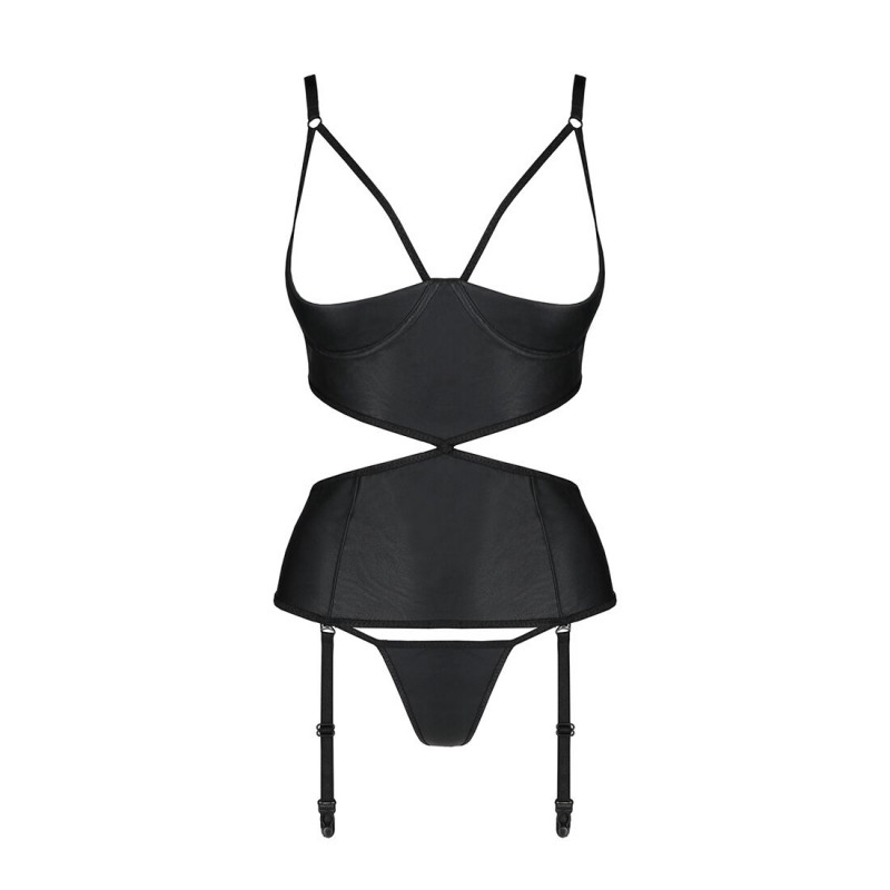 Набір: чорний корсет Passion JANNIES CORSET S/M та стрінги, вид ззаду