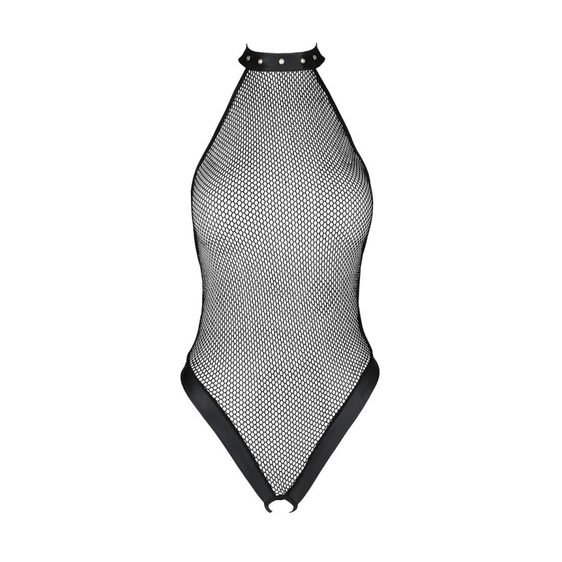 Текстура ткани черного боди-халтер Passion MOONLIGHT BODY S/M, подчеркивающая качество