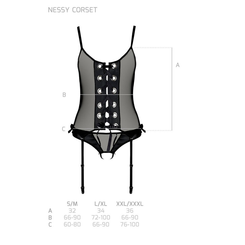 Текстура тканини чорного корсету Passion NESSY CORSET S/M