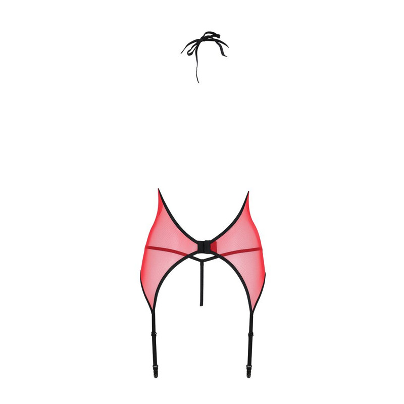 Комплект: червоний корсет Passion PEONIA CORSET L/XL та стрінги, елегантний набір