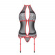 Червоний корсет Passion SATARA CORSET L/XL, вид збоку з застібками