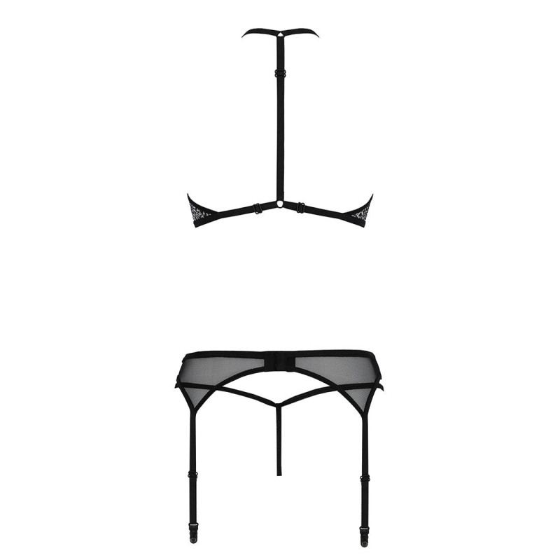 Комплект білизни Passion SATARA SET S/M black: текстура ніжної тканини