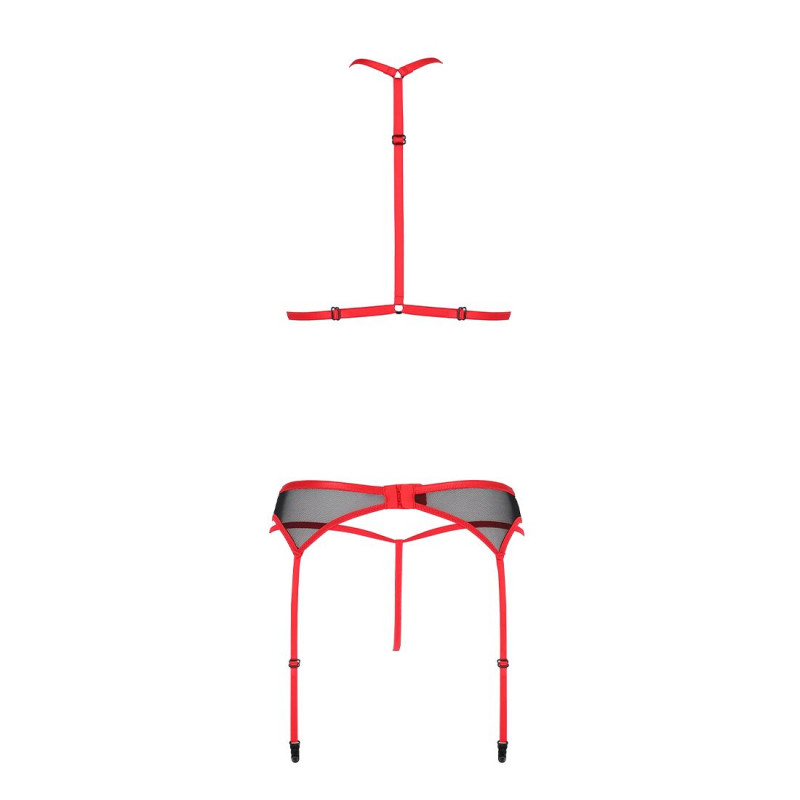 Текстура тканини комплекту білизни Passion SATARA SET XXL/XXXL червоний