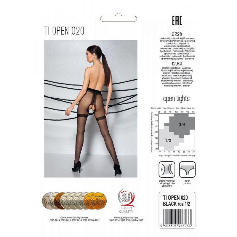 Чорні колготки Passion TIOPEN 020 3/4 (20 den) з акцентом на щільність та еластичність