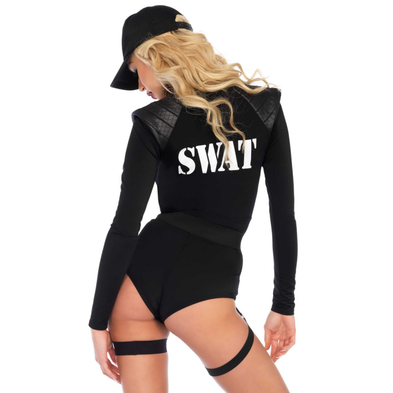 Костюм еротичних спецсил Leg Avenue SWAT Team Babe XL - вигляд збоку, підкреслює силует