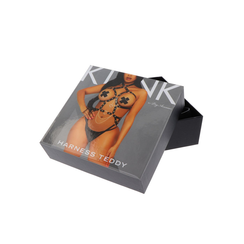 Портупея Leg Avenue Heart ring harness teddy M, чорна - загальний вигляд як елемент образу