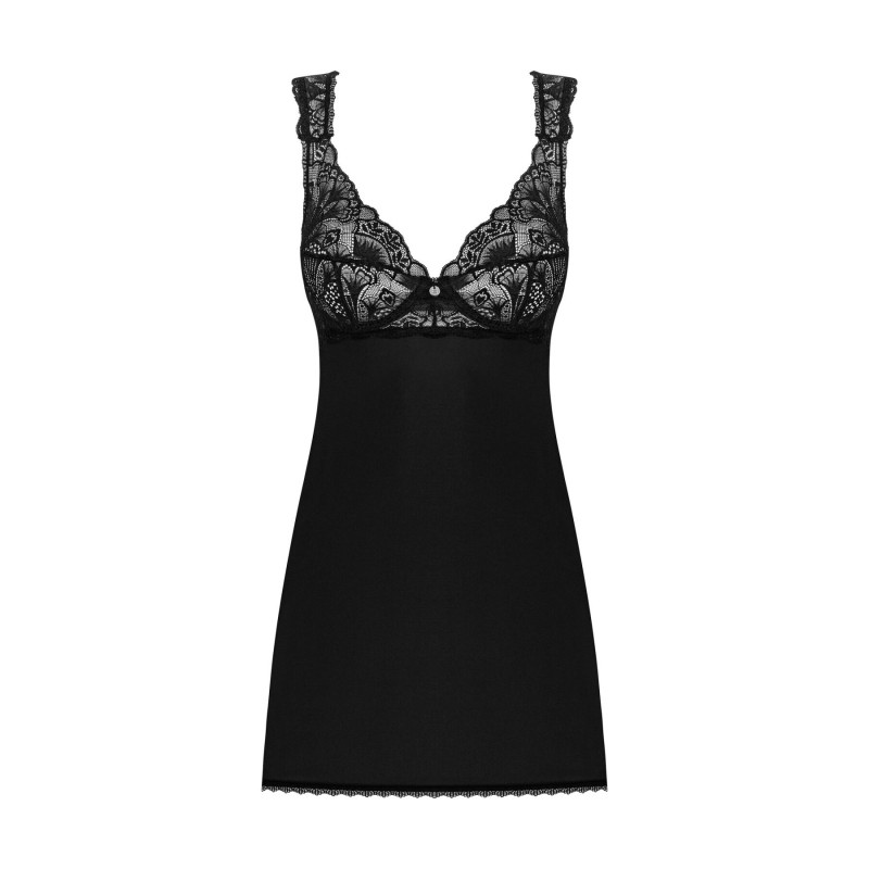 Розкішна текстура мережива сорочки Obsessive Donna Dream babydoll XL/2XL Black