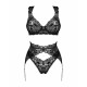 Комплект білизни Obsessive Donna Dream Black XL/2XL: бюстгальтер з елементами дизайну