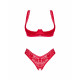 Червоний комплект білизни Obsessive Lacelove cupless 2-pcs set XS/S: деталі мережива