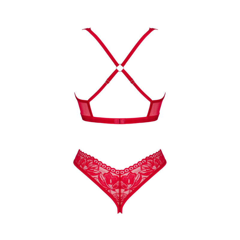 Комплект білизни Obsessive Lacelove cupless 2-pcs set M/L Red - бралет та трусики
