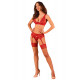 Упаковка комплекта нижнего белья Obsessive Lacelove cupless 3-pcs set M/L Red