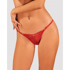Кружевные стринги Obsessive Lacelove thong XL/2XL Red