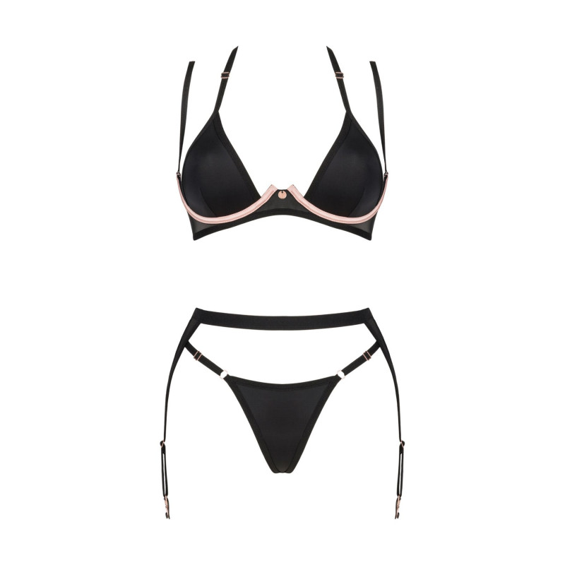 Стрінги з комплекту Obsessive Selinne Black - вид збоку, акцент на крої