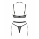 Комплект білизни Obsessive Selinne 3-pcs set Black: стильний пояс для панчіх з регульованими ремінцями