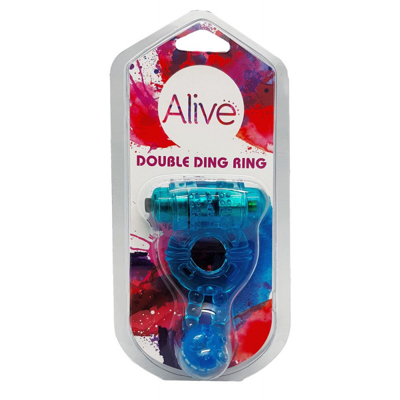 Упаковка ерекційного віброкільця Alive Double Ding Ring Blue, стильний дизайн, синій колір